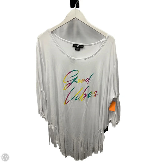 Top Short Sleeve By Ashley Stewart In White, Size: 3x