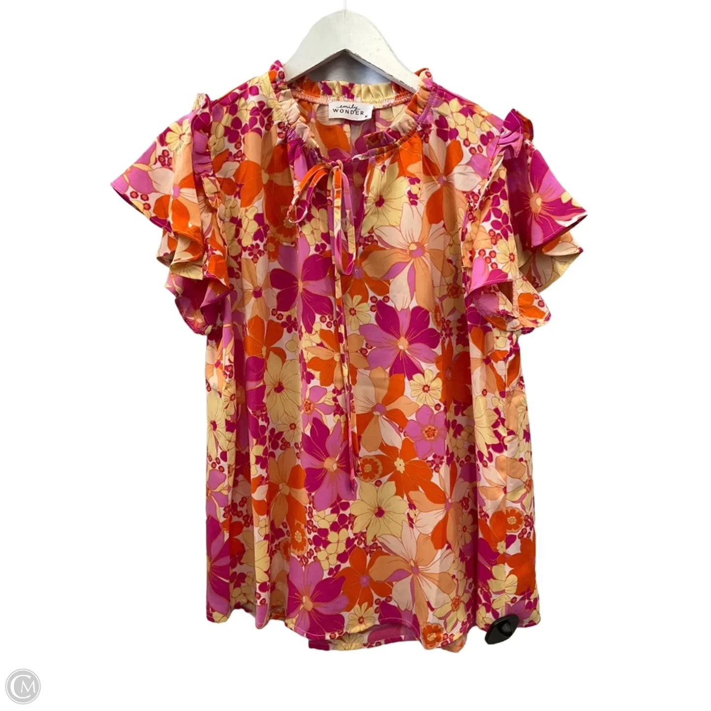 Top Short Sleeve By Emily Wonder In Orange & Pink, Size: M