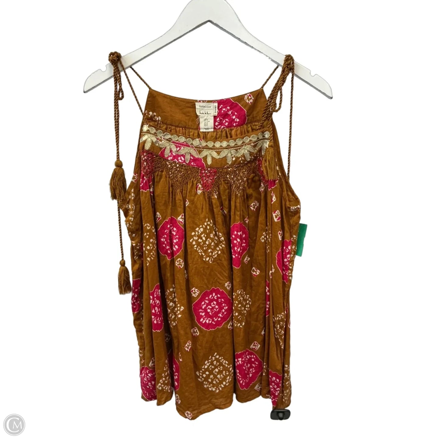Top Sleeveless By Nicole By Nicole Miller In Orange & Pink, Size: M
