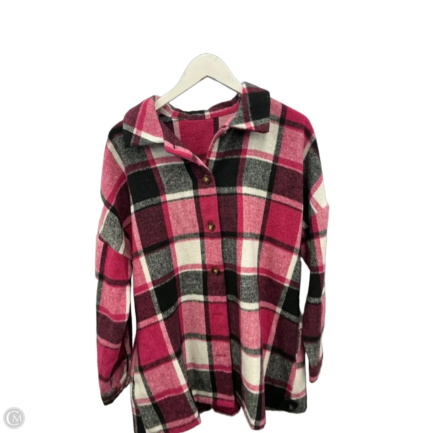 Jacket Shirt By Clothes Mentor In Pink, Size: M