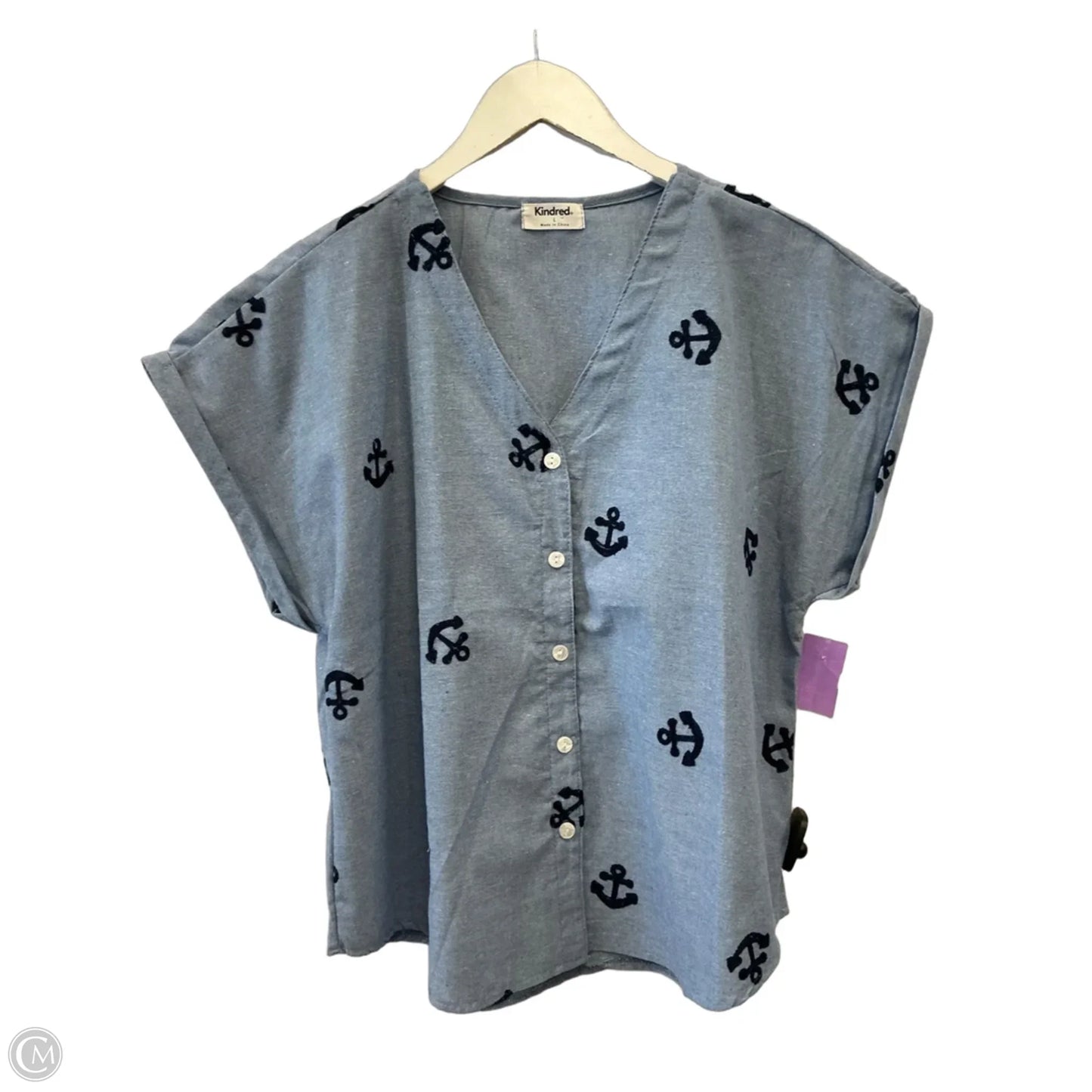 Top Short Sleeve By Kinesis In Blue, Size: L