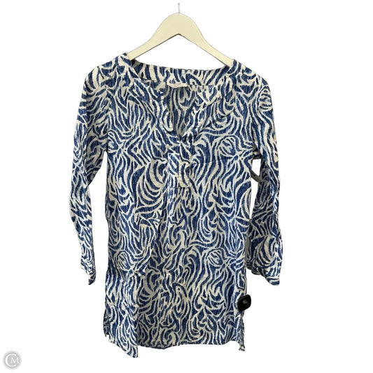 Tunic Long Sleeve By Vineyard Vines In Blue & White, Size: Xs