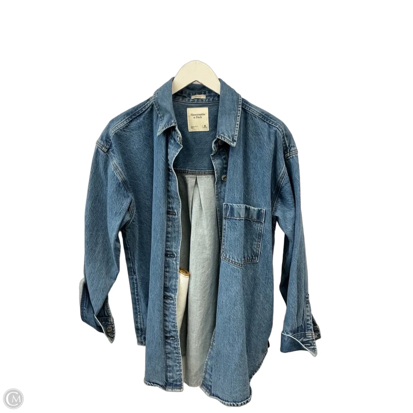 Jacket Shirt By Abercrombie And Fitch In Blue Denim, Size: M