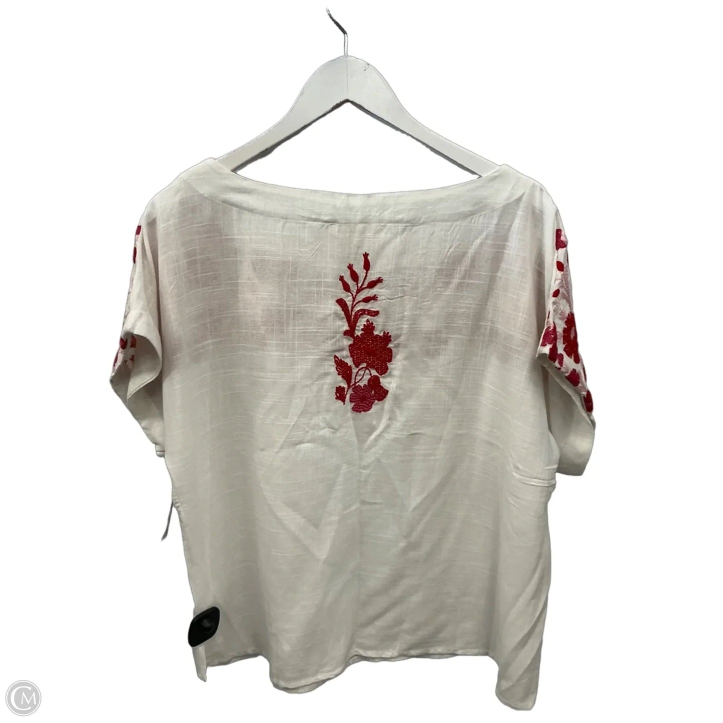 Top Short Sleeve By Solitaire In Cream & Red, Size: Xl