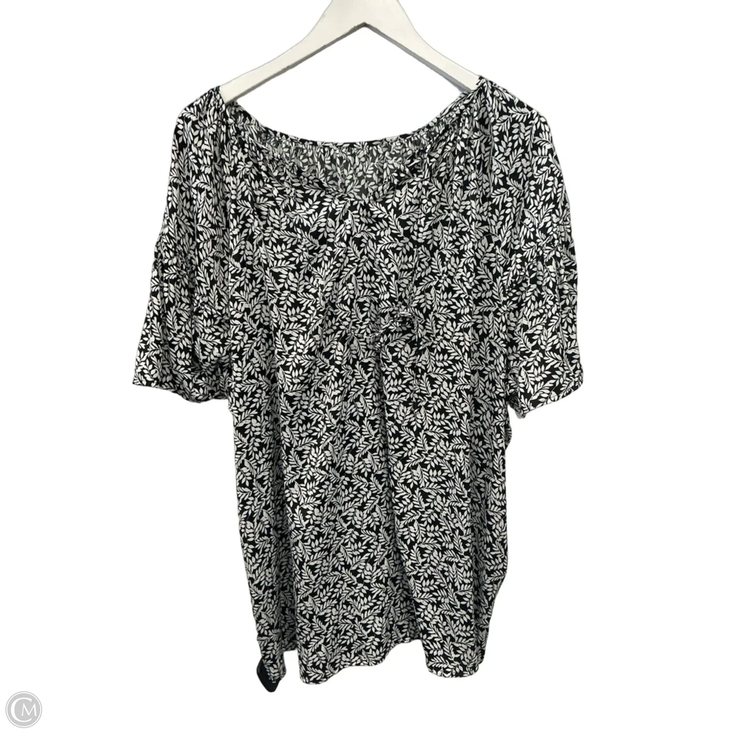 Top Short Sleeve By Croft And Barrow In Black & White, Size: 2x