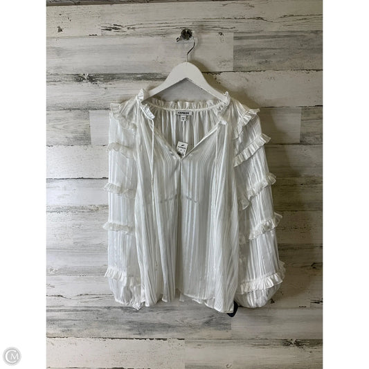Blouse Long Sleeve By Express In White, Size: M