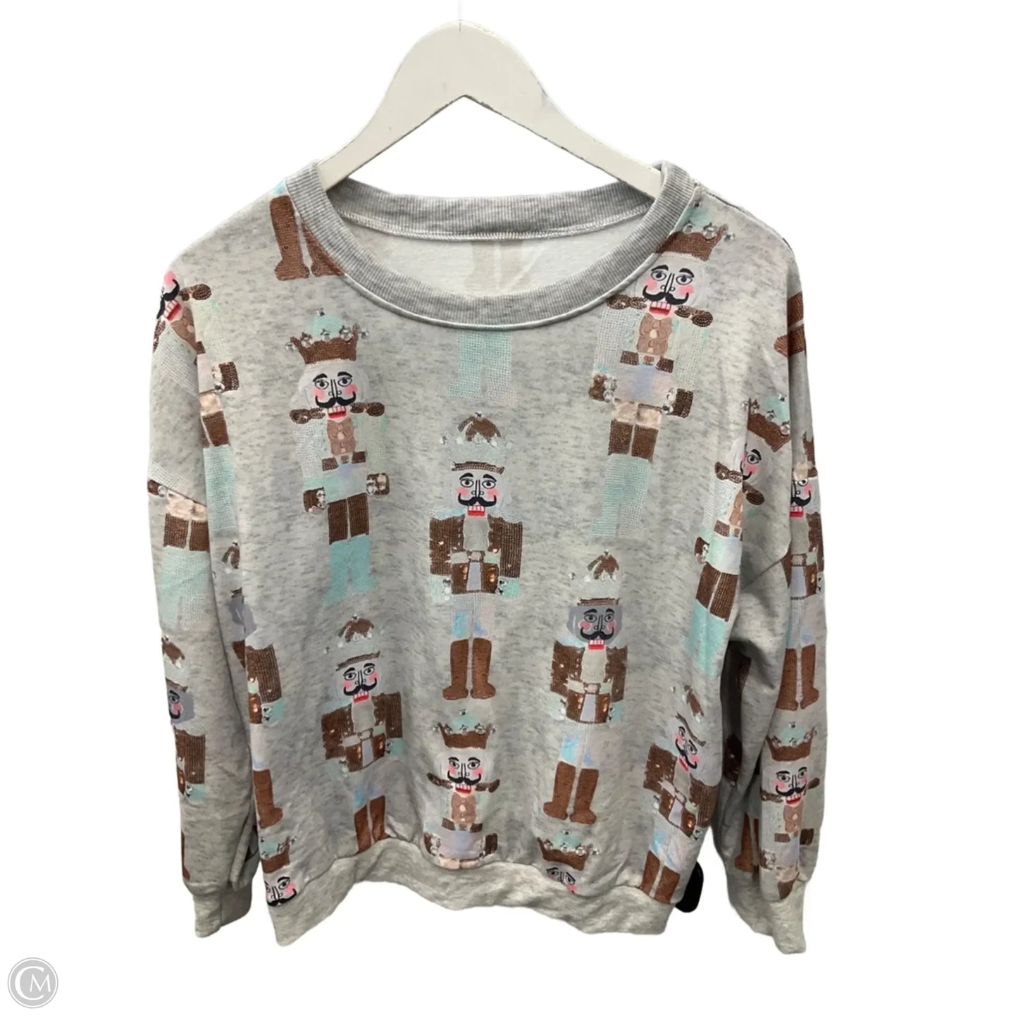 Top Long Sleeve By Cme In Grey, Size: M