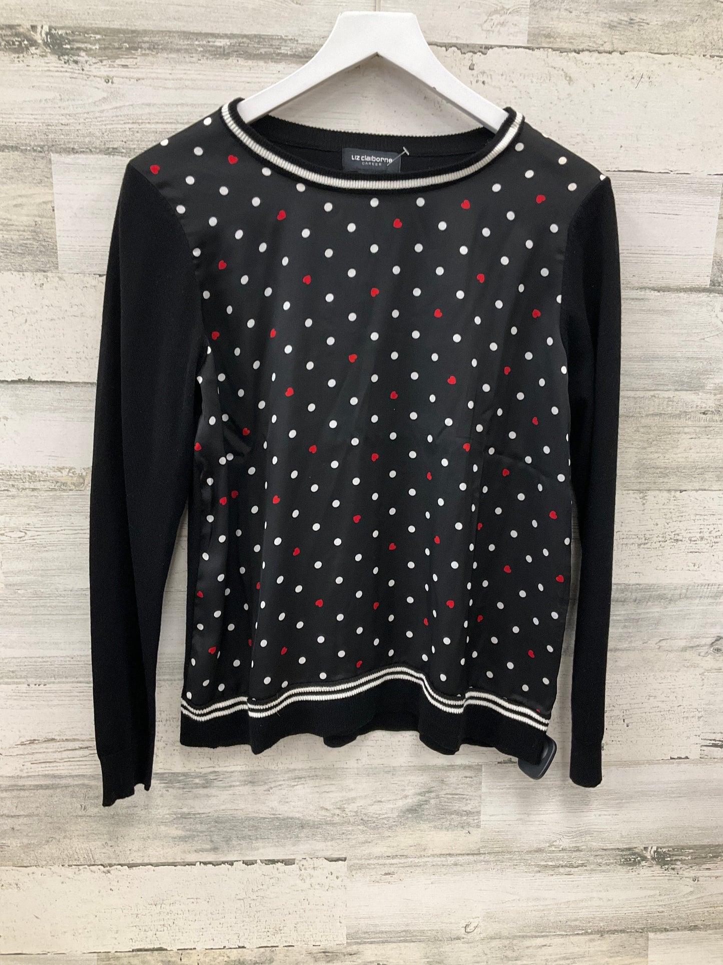 Top Long Sleeve By Liz Claiborne In Black & Red, Size: M