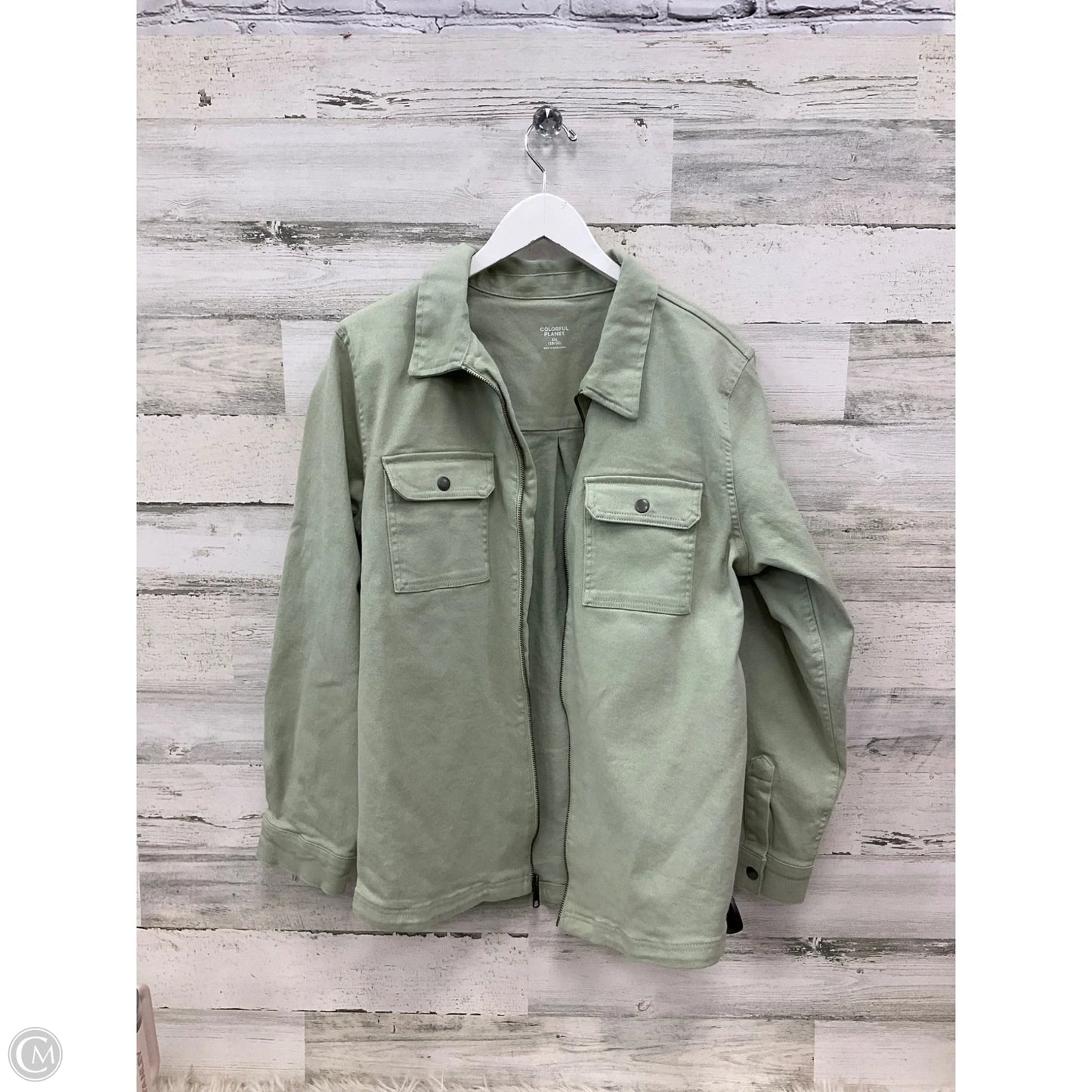 Jacket Shirt By Clothes Mentor In Green, Size: Xxl