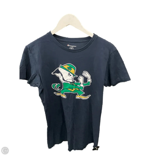 Athletic Top Short Sleeve By Champion In Navy, Size: L