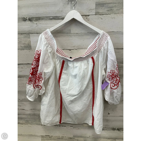 Top Short Sleeve By Lane Bryant In White, Size: 3x