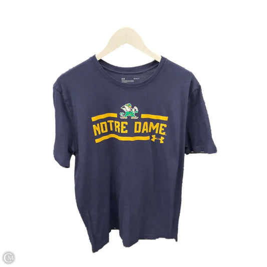 Athletic Top Short Sleeve By Under Armour In Navy, Size: L