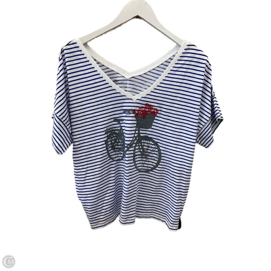 Top Short Sleeve By Tommy Hilfiger In Blue & White, Size: L
