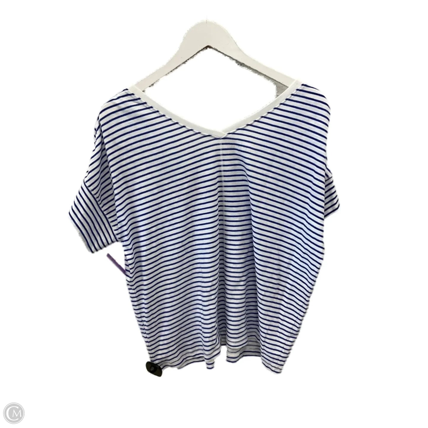 Top Short Sleeve By Tommy Hilfiger In Blue & White, Size: L
