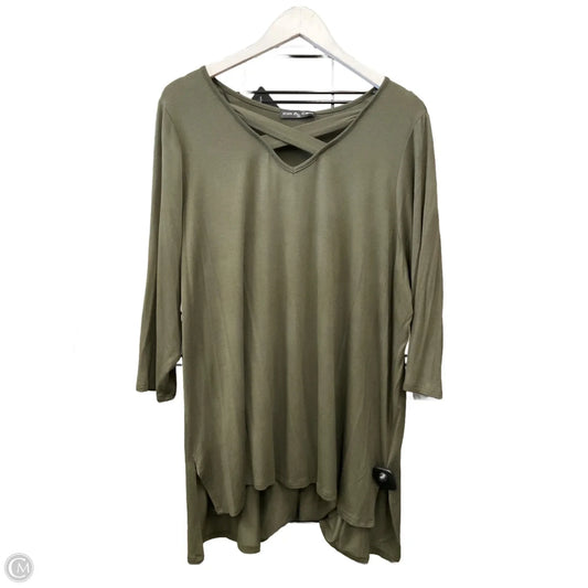 Top 3/4 Sleeve By Kim & Cami In Green, Size: 2x