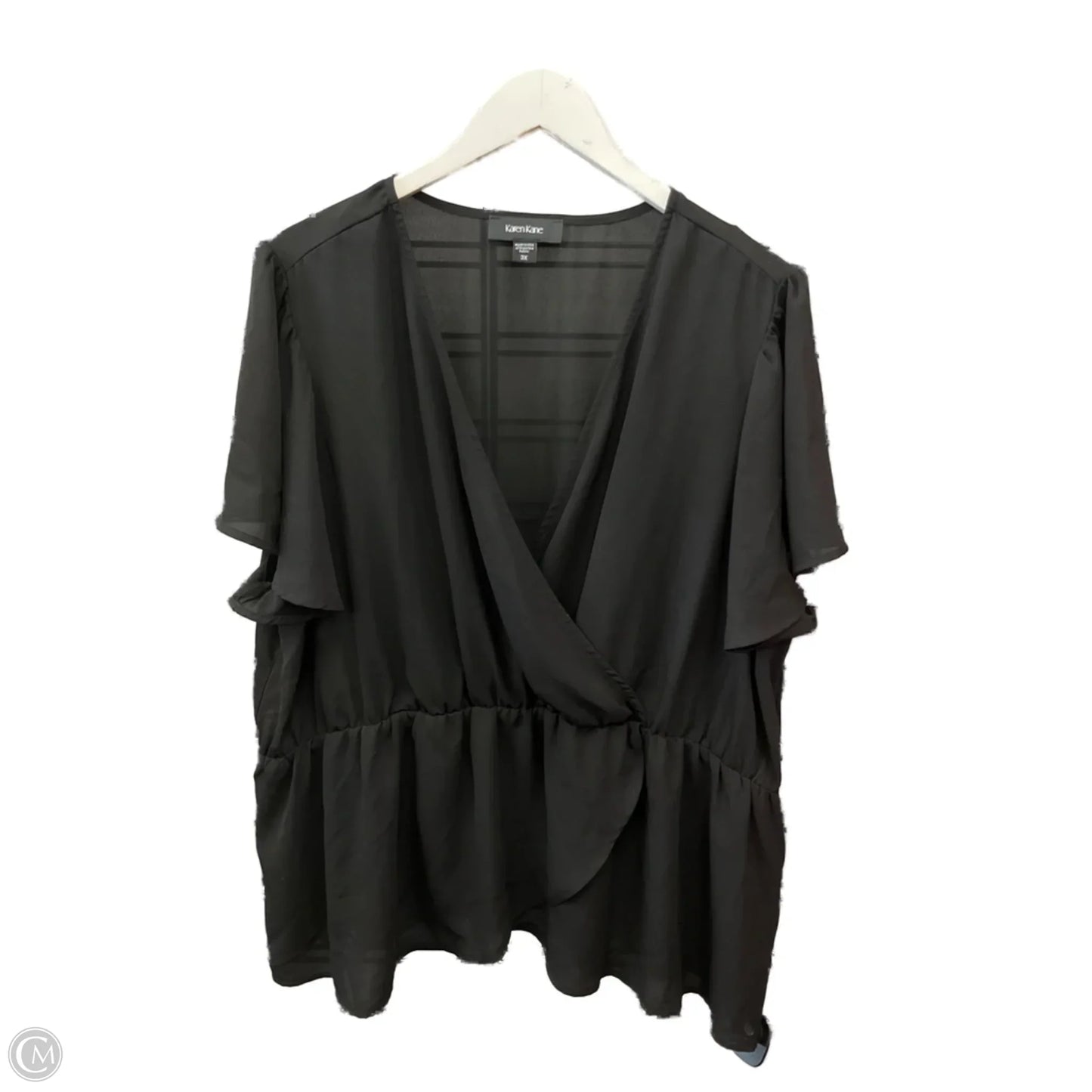 Top Short Sleeve By Karen Kane In Black, Size: 3x