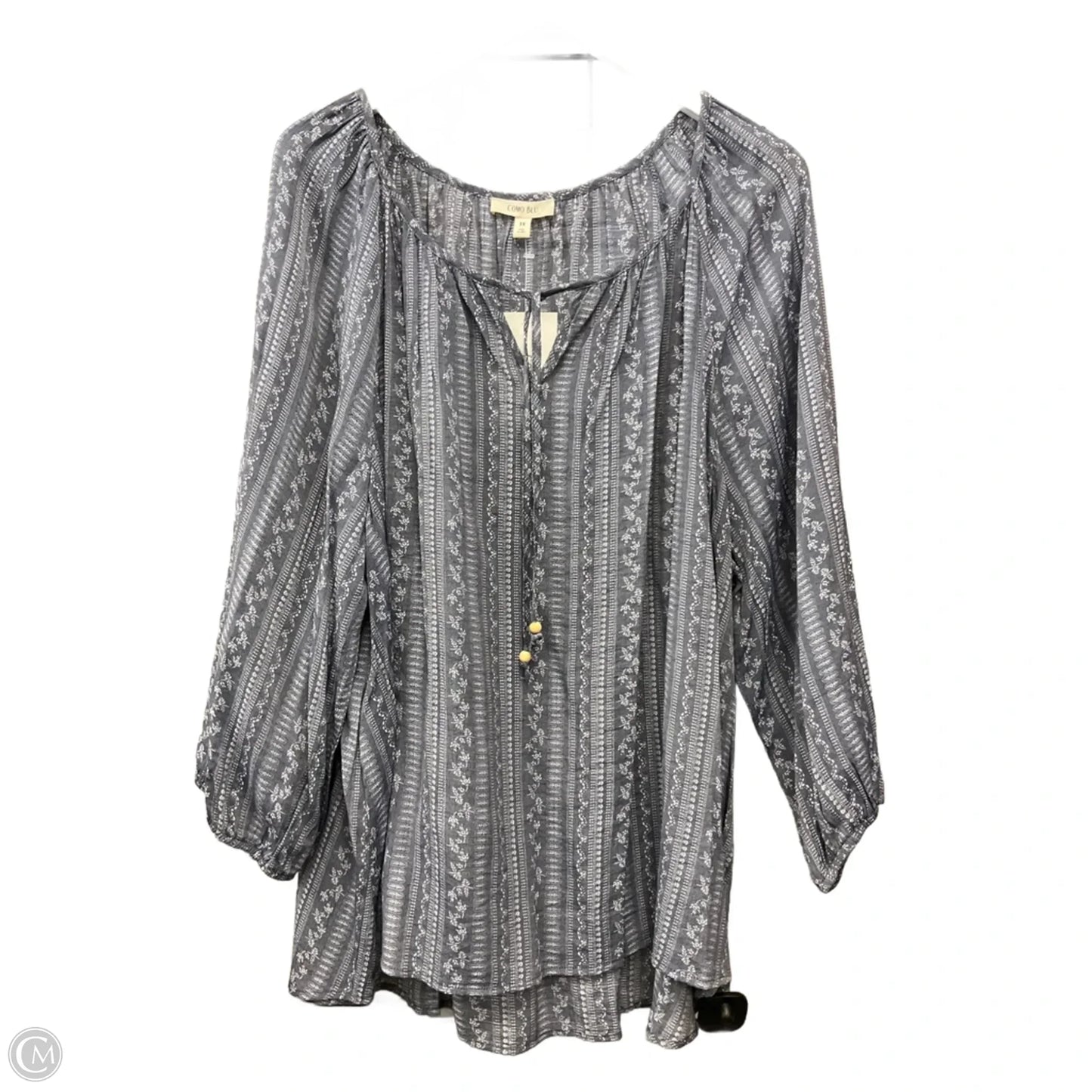 Top 3/4 Sleeve By Como Sport In Grey, Size: 3x