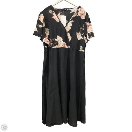 Dress Casual Midi By Clothes Mentor In Black & Pink, Size: 3x