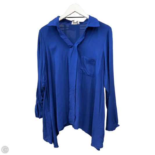 Top Long Sleeve By Joseph A. In Blue, Size: 2x