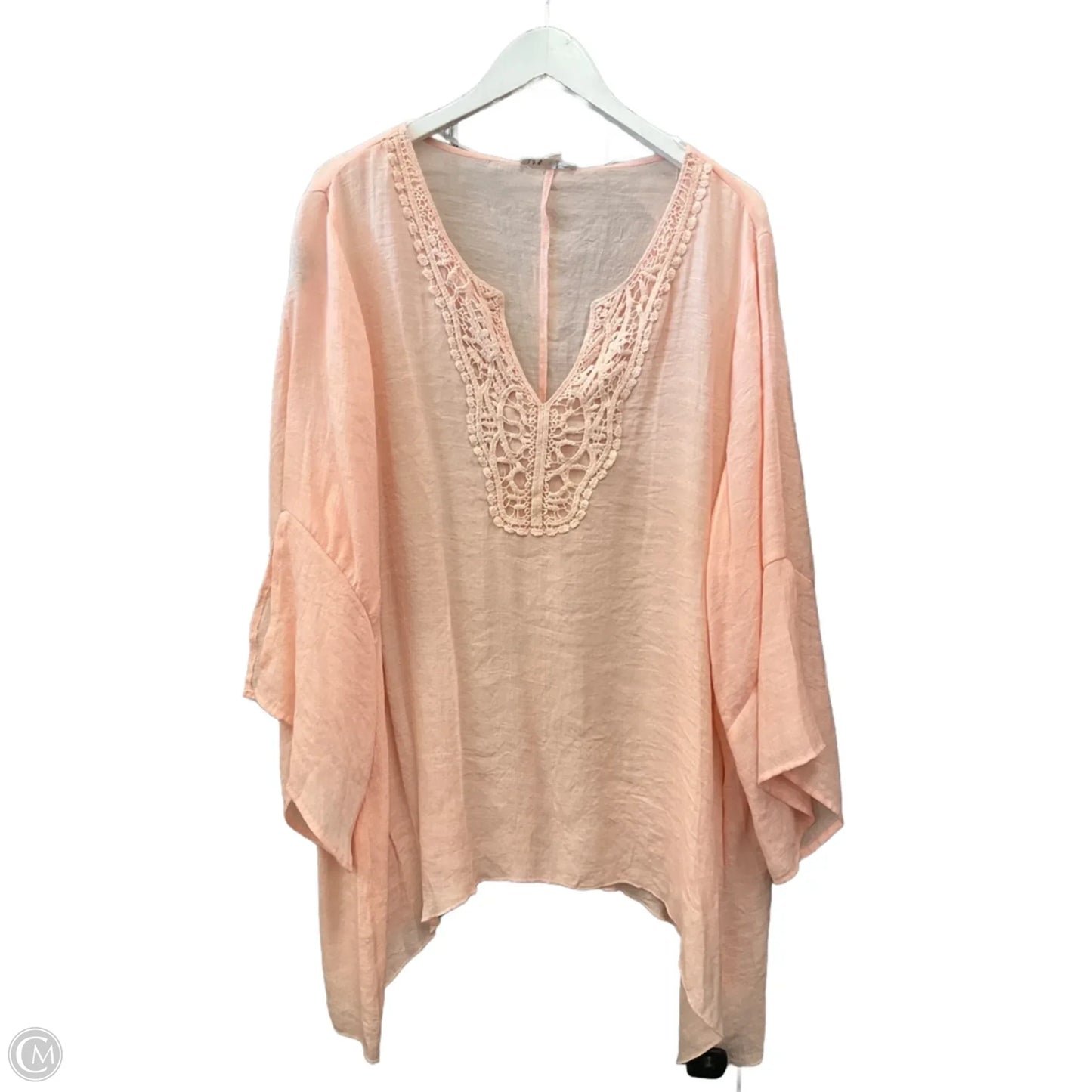 Top 3/4 Sleeve By Spense In Peach, Size: 2x