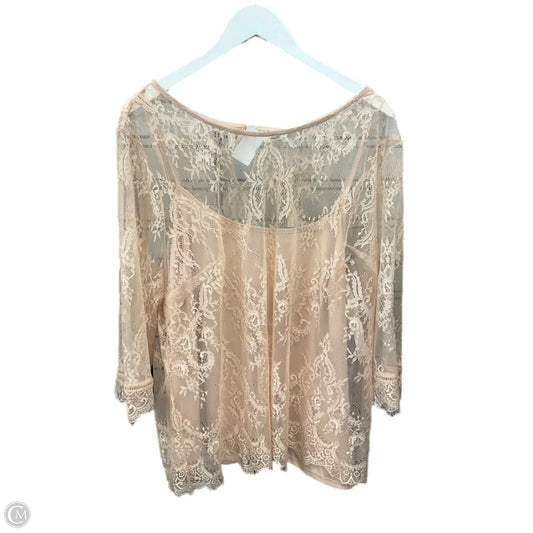 Top 2pc Short Sleeve By Ultra Pink In Peach, Size: 3x