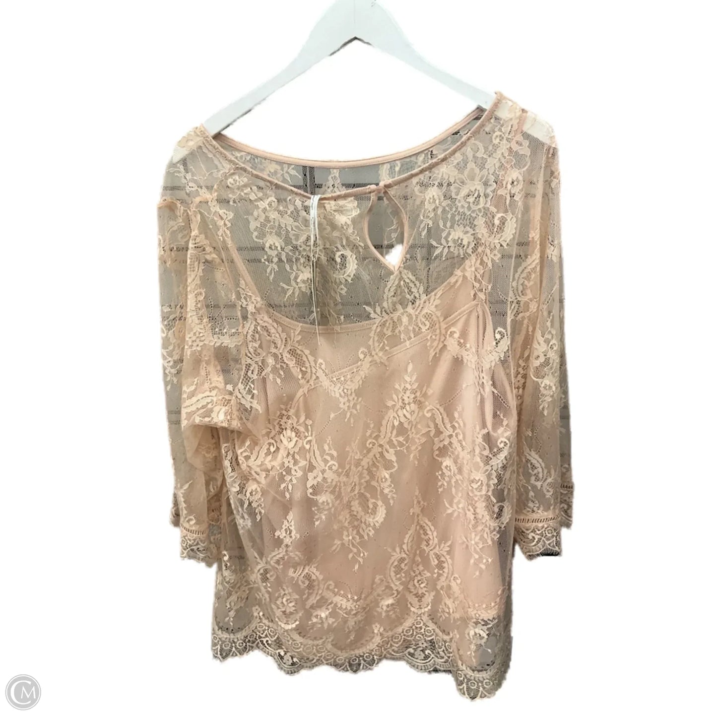 Top 2pc Short Sleeve By Ultra Pink In Peach, Size: 3x