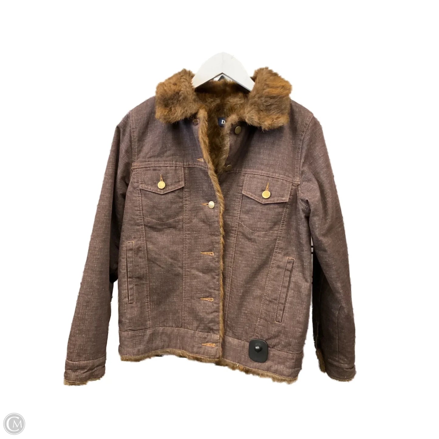 Jacket Faux Fur & Sherpa By Denim And Company In Brown, Size: Xs