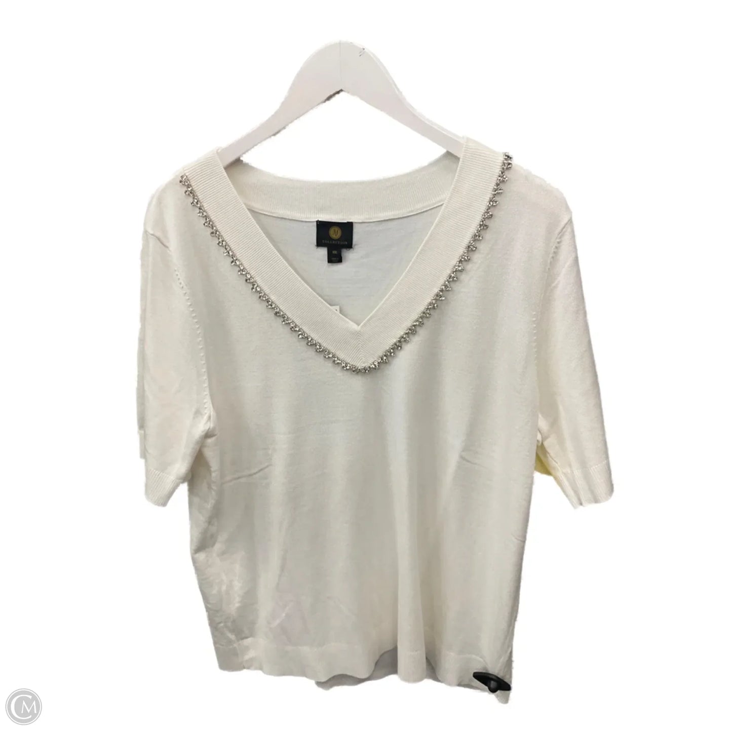 Top Short Sleeve By Jm Collections In White, Size: Xxl