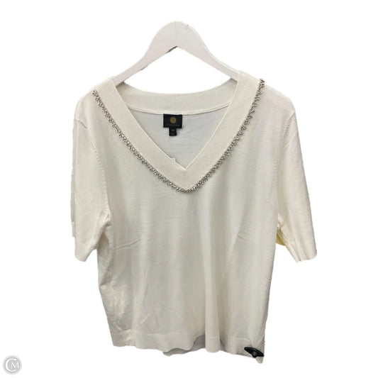Top Short Sleeve By Jm Collections In White, Size: Xxl
