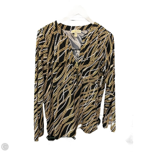 Top 3/4 Sleeve By Michael By Michael Kors In Black & Gold, Size: L