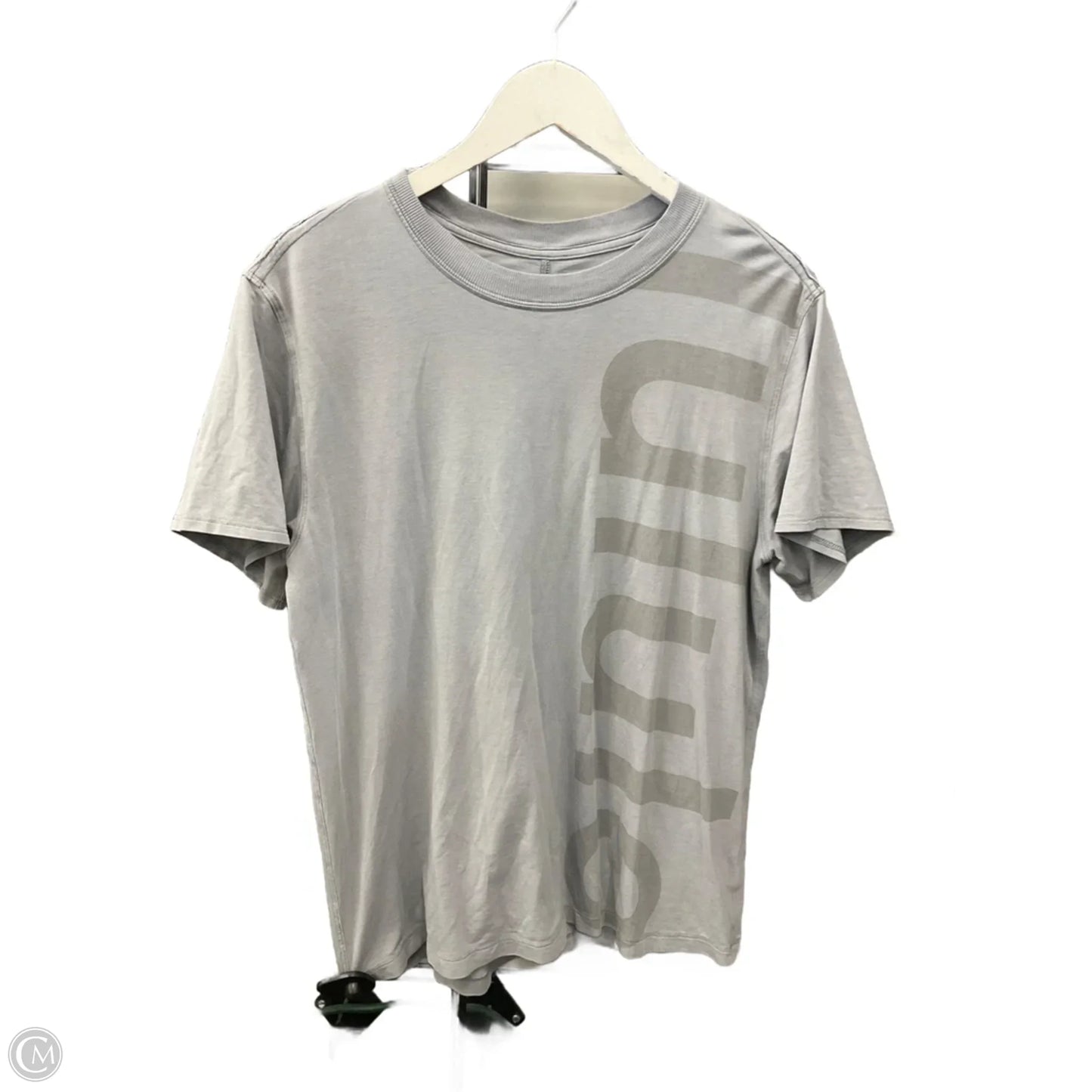 Athletic Top Short Sleeve By Lululemon In Grey, Size: M