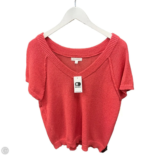 Sweater Short Sleeve By Blu Pepper In Orange, Size: L