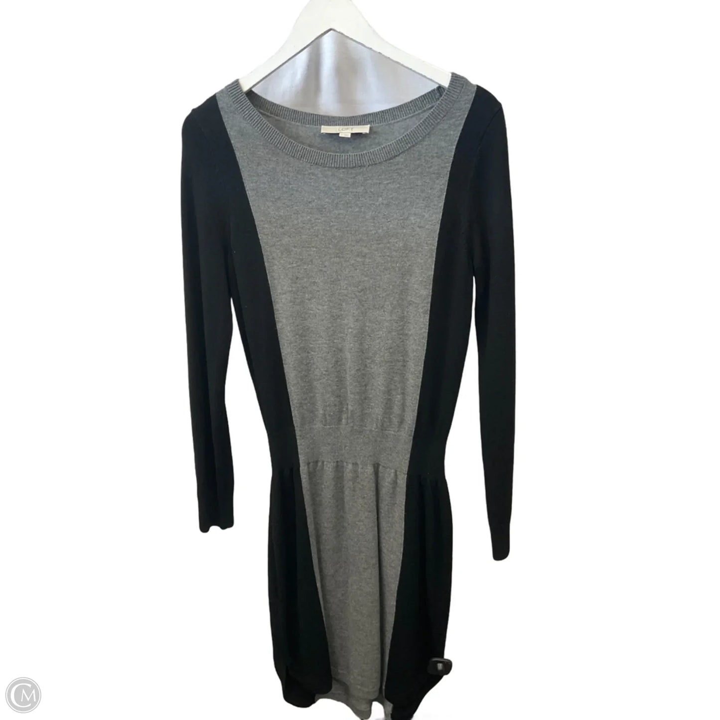 Dress Sweater By Loft In Black & Grey, Size: S