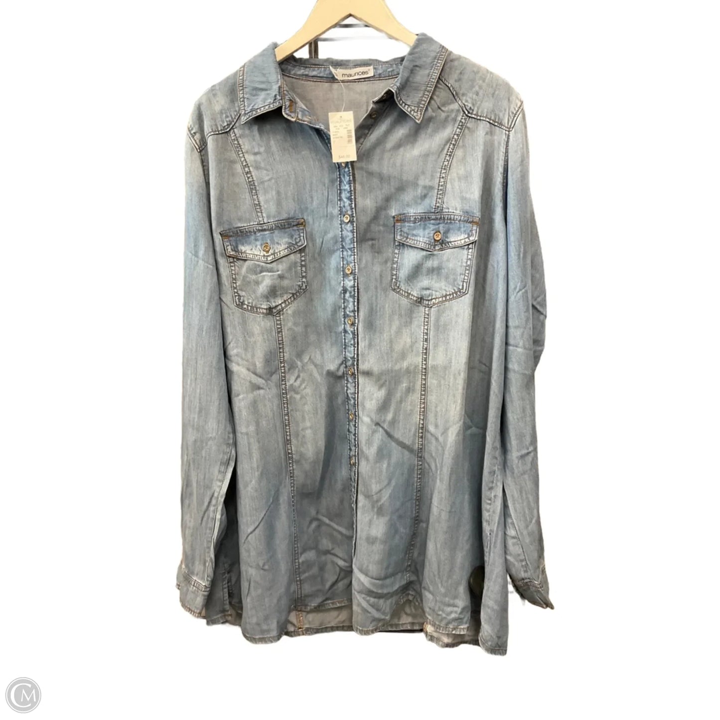 Top Long Sleeve By Maurices In Blue Denim, Size: 2x