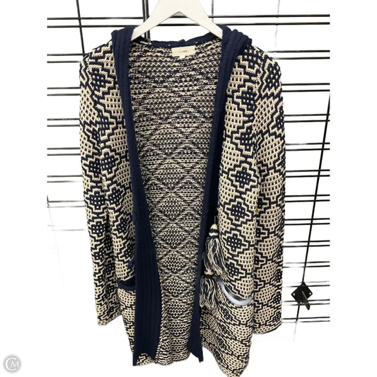 Sweater Cardigan By Clothes Mentor In Blue & Cream, Size: M