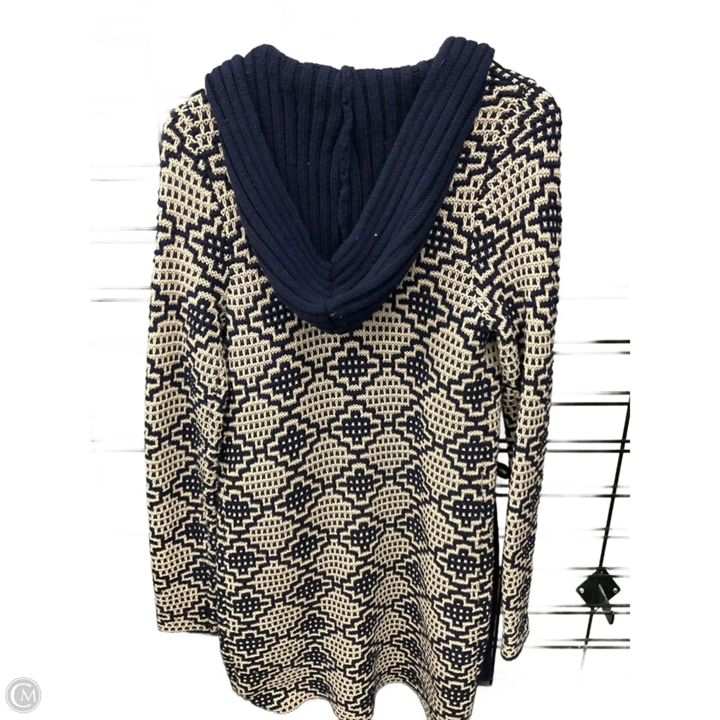 Sweater Cardigan By Clothes Mentor In Blue & Cream, Size: M