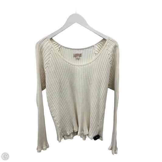Top Long Sleeve By Knox Rose In Cream, Size: Xxl