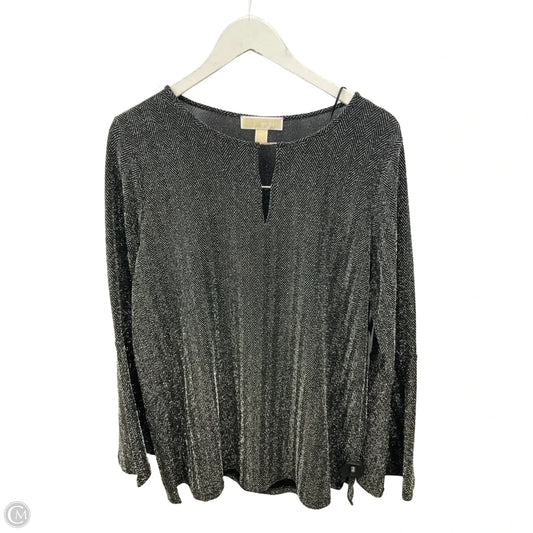 Top Long Sleeve By Michael By Michael Kors In Black & Silver, Size: Xl