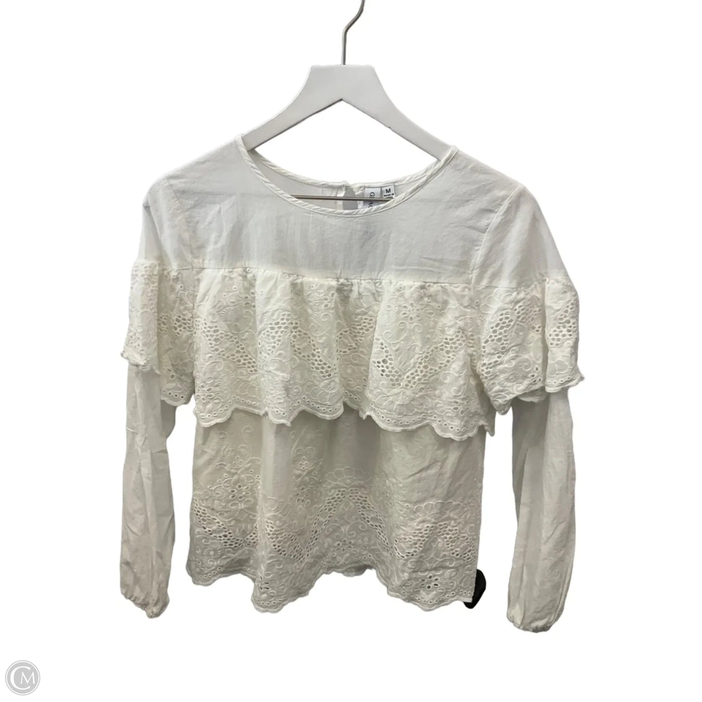 Top Long Sleeve By Grace + Karma In White, Size: M