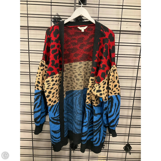 Sweater Cardigan By Terra & Sky In Animal Print, Size: 2x