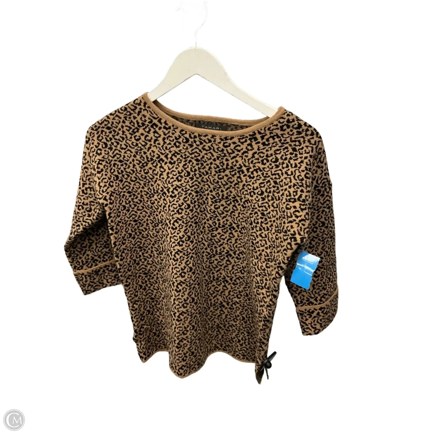 Sweater Short Sleeve By Tahari In Animal Print, Size: Xs