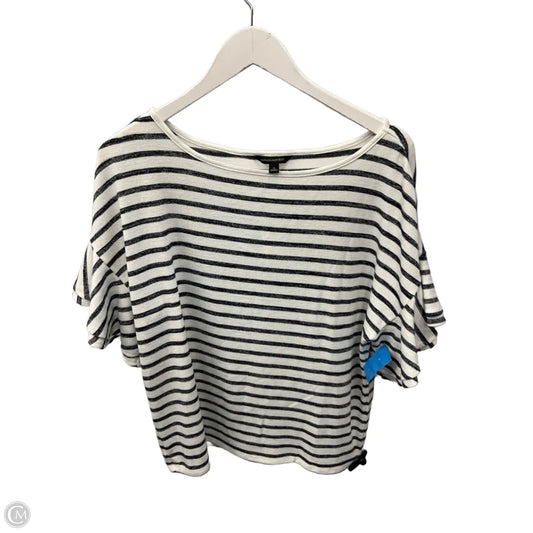 Top Short Sleeve By Banana Republic In Blue & White, Size: S