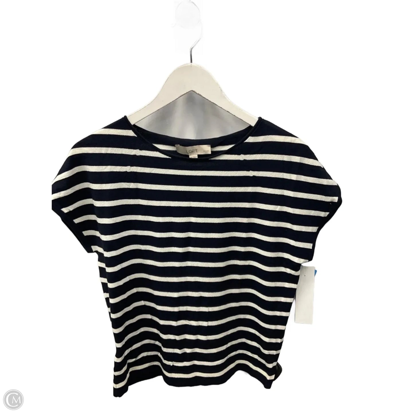 Top Short Sleeve By Loft In Blue & White, Size: S