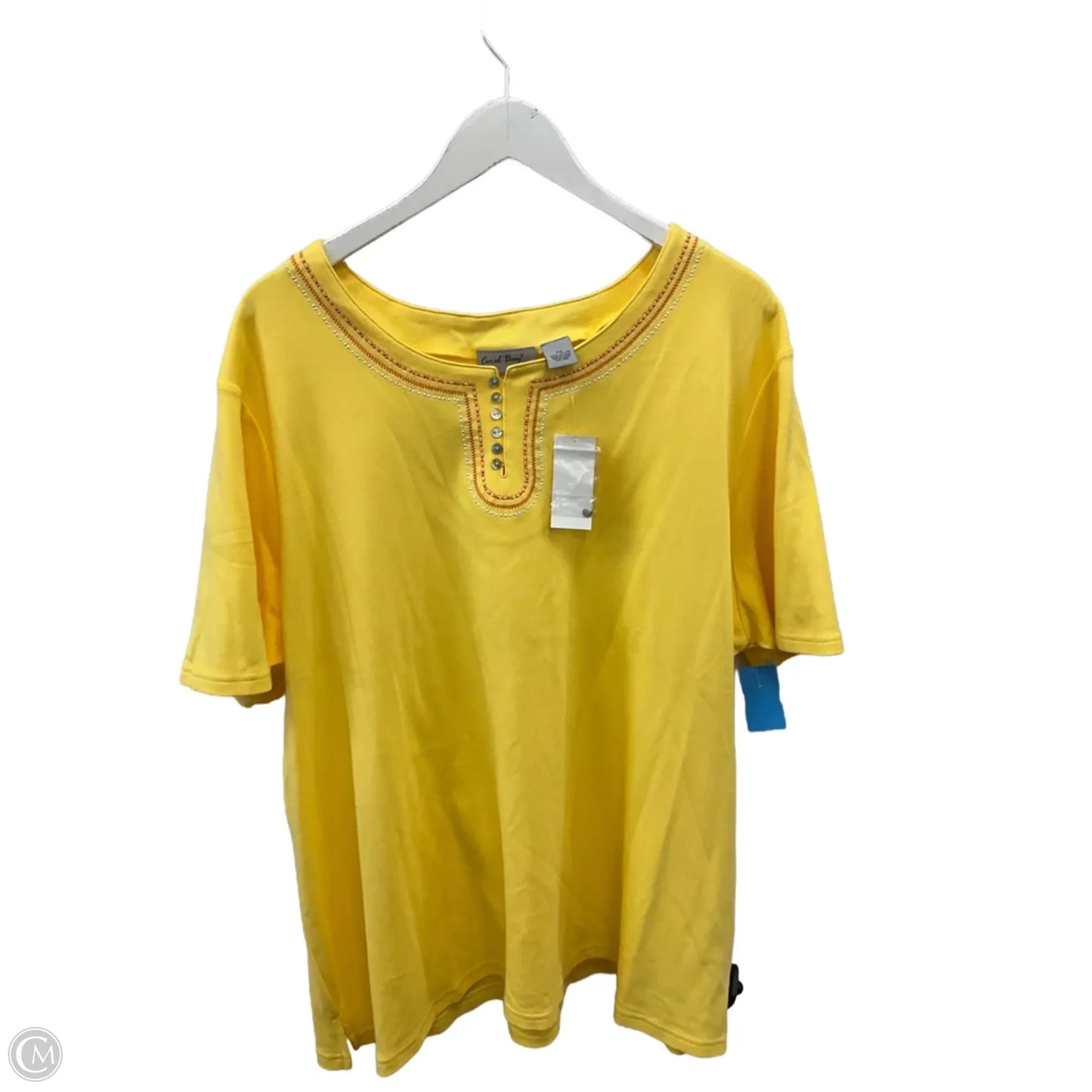Top Short Sleeve By Coral Bay In Yellow, Size: 3x