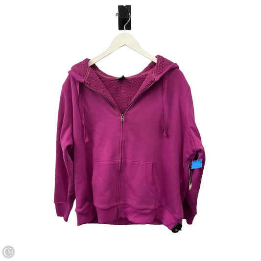 Jacket Fleece By Faded Glory In Purple, Size: 2x