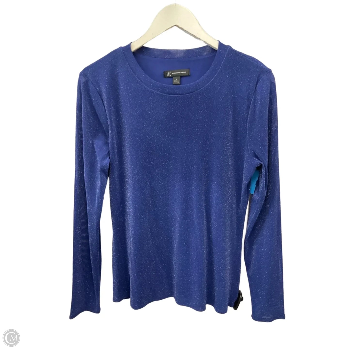 Top Long Sleeve By Inc In Blue, Size: L