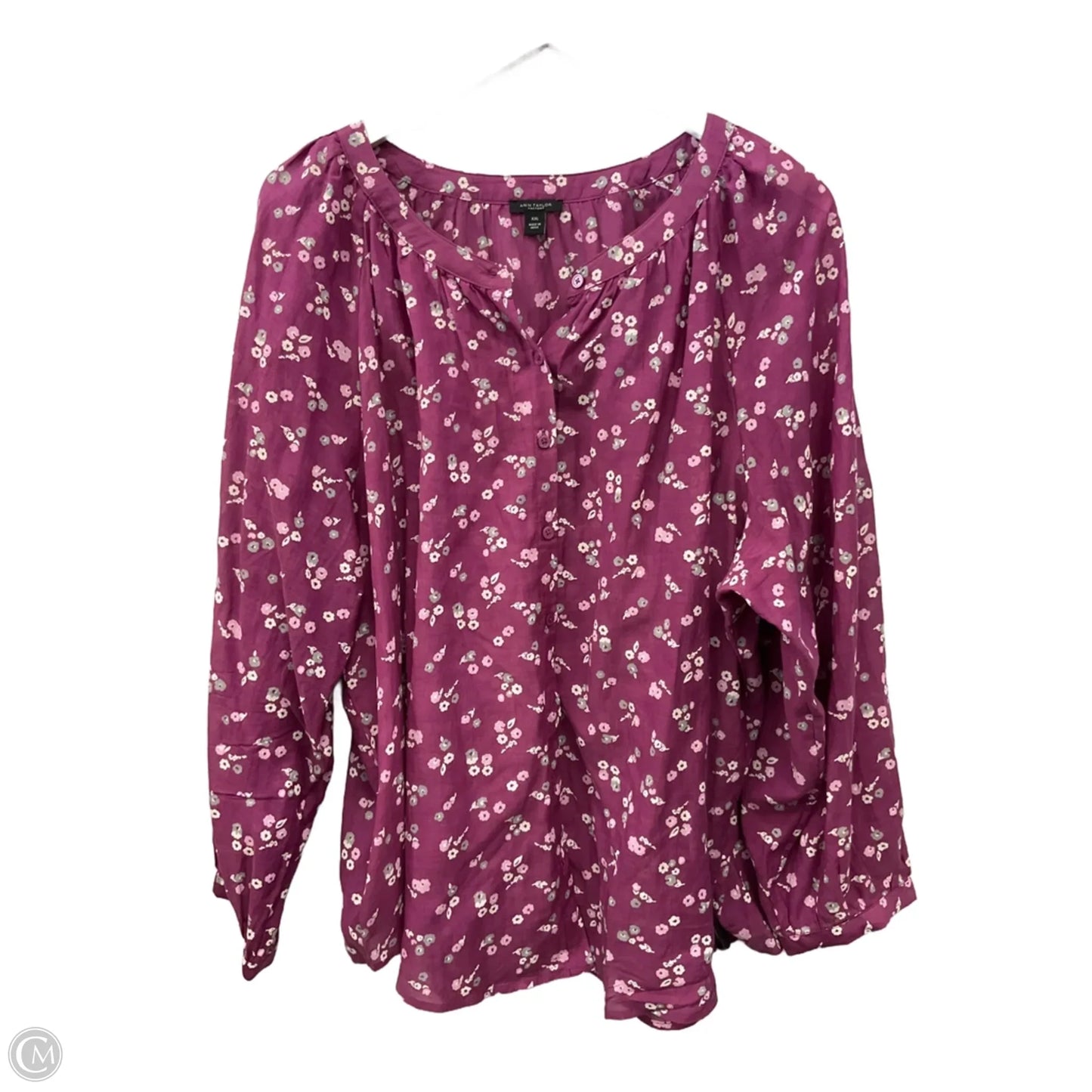 Top Long Sleeve By Ann Taylor In Purple, Size: Xxl