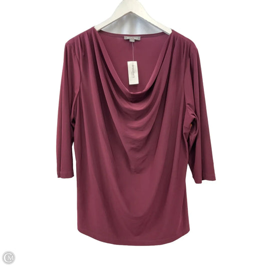 Top Short Sleeve By Roz And Ali In Maroon, Size: 2x