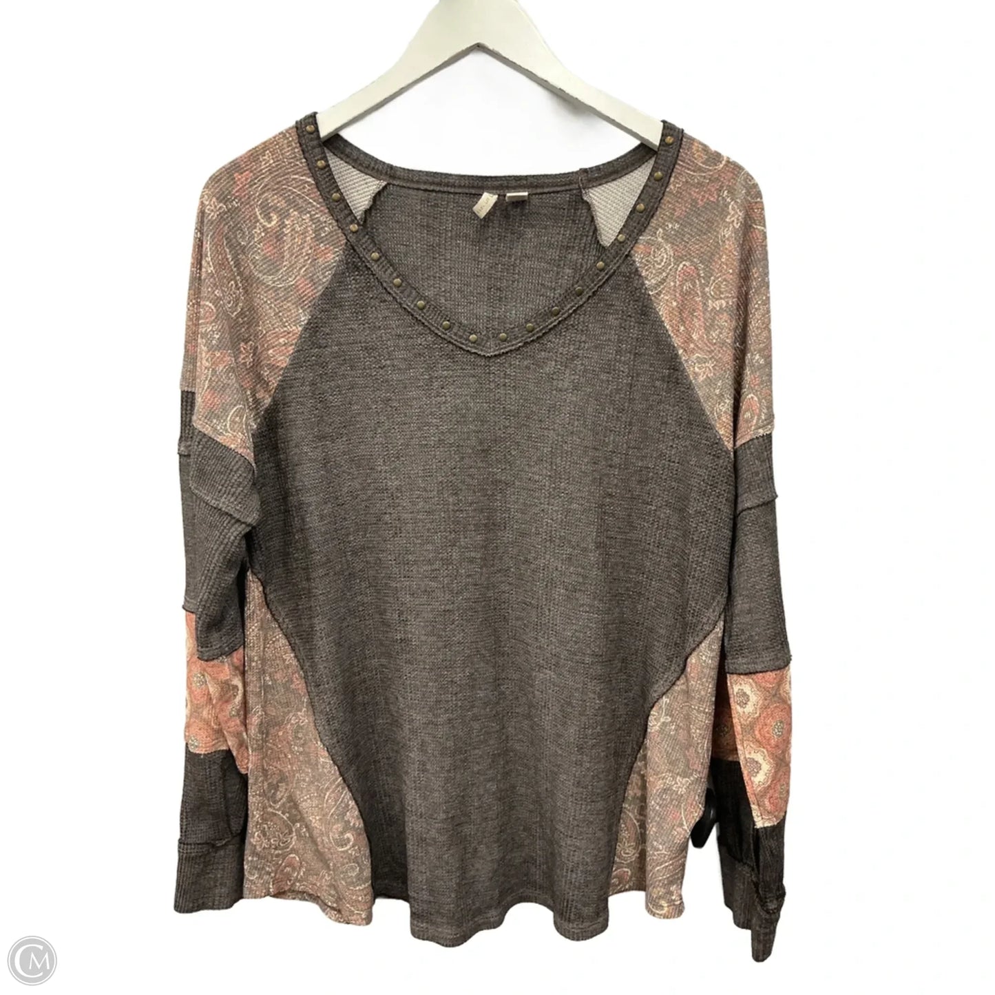 Top Long Sleeve By Cato In Brown, Size: L