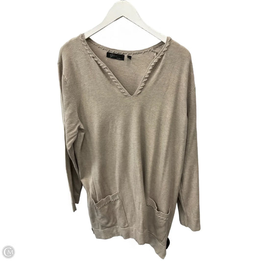 Top Long Sleeve By Cmc In Taupe, Size: 3x